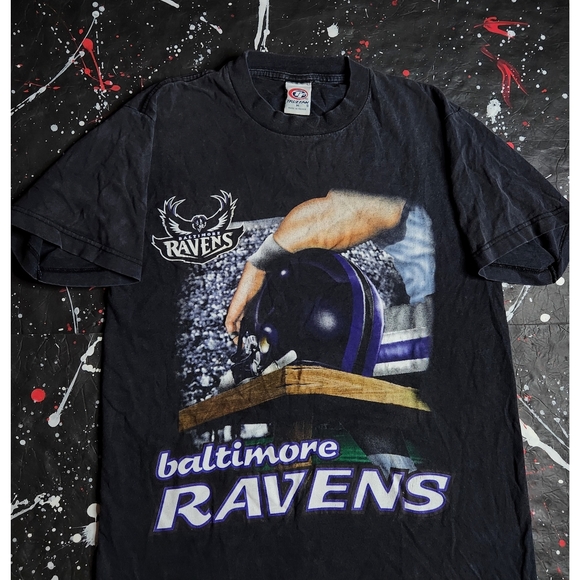 NFL Other - Vintage Baltimore Ravens men's distressed NFL spell-out graphic promo tee size M